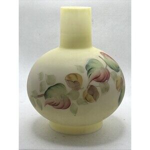 Vintage Oil Lamp Shade Glass Hand Painted Flowers Shabby Chic Cottage Core